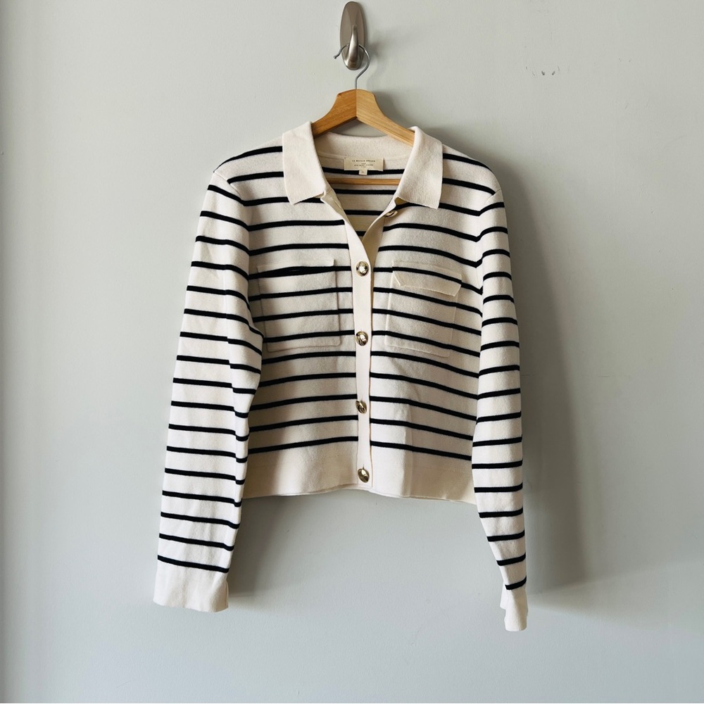 Sezane Striped Betty Cardigan, Size L - Picture 2 of 6